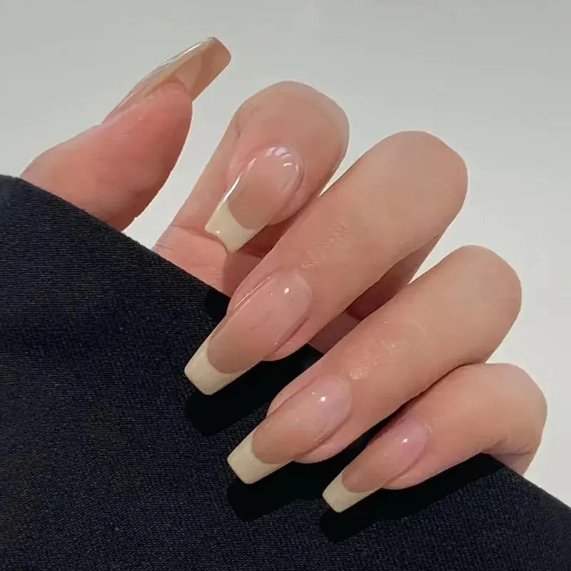 24Pcs Seamless Removable Artificial Press On Nail Art Detachable Fashion False Nails With Designs French Black Edge Fake Nails Natalia Home Fashion R449 Natalia Home Fashion
