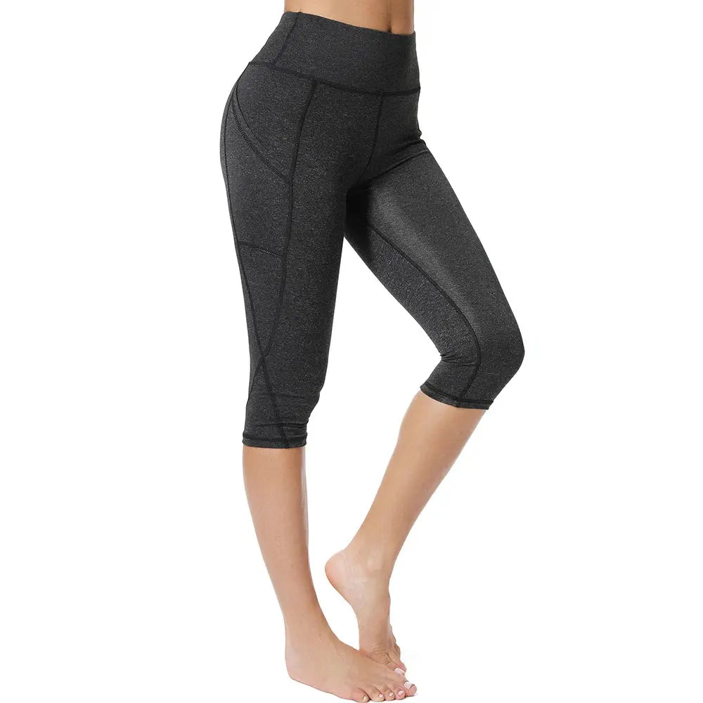 3/4 Yoga Pants Casual Women Calf-length Pants Sport Capri Pant Women Fitness Yoga leggings High Waist Gym Black Leggins Natalia Home Fashion Deep-Grey-L Natalia Home Fashion