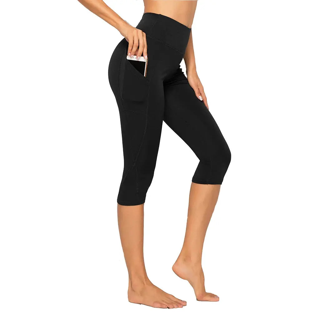 3/4 Yoga Pants Casual Women Calf-length Pants Sport Capri Pant Women Fitness Yoga leggings High Waist Gym Black Leggins Natalia Home Fashion Black-L Natalia Home Fashion