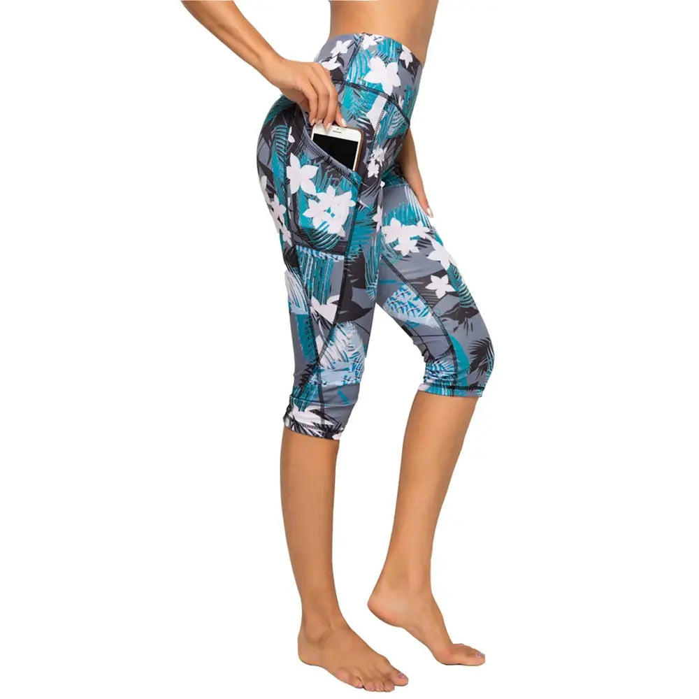 3/4 Yoga Pants Casual Women Calf-length Pants Sport Capri Pant Women Fitness Yoga leggings High Waist Gym Black Leggins Natalia Home Fashion Printed-1-L Natalia Home Fashion
