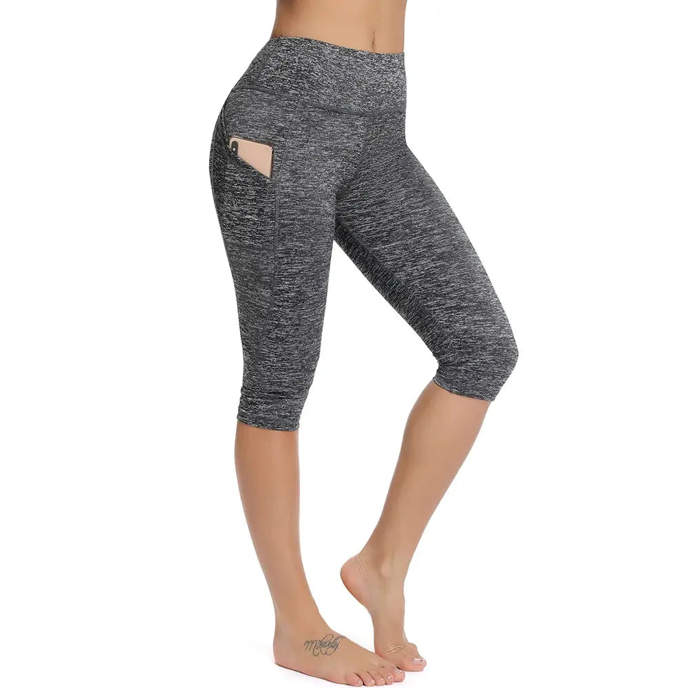3/4 Yoga Pants Casual Women Calf-length Pants Sport Capri Pant Women Fitness Yoga leggings High Waist Gym Black Leggins Natalia Home Fashion Light-Grey-L Natalia Home Fashion