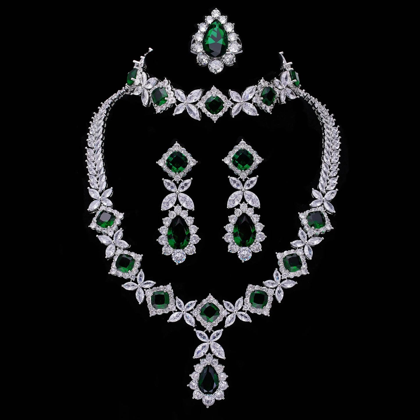 4-piece cubic zirconia bridal jewelry set, crystal wedding jewelry set Natalia Home Fashion Natalia Home Fashion