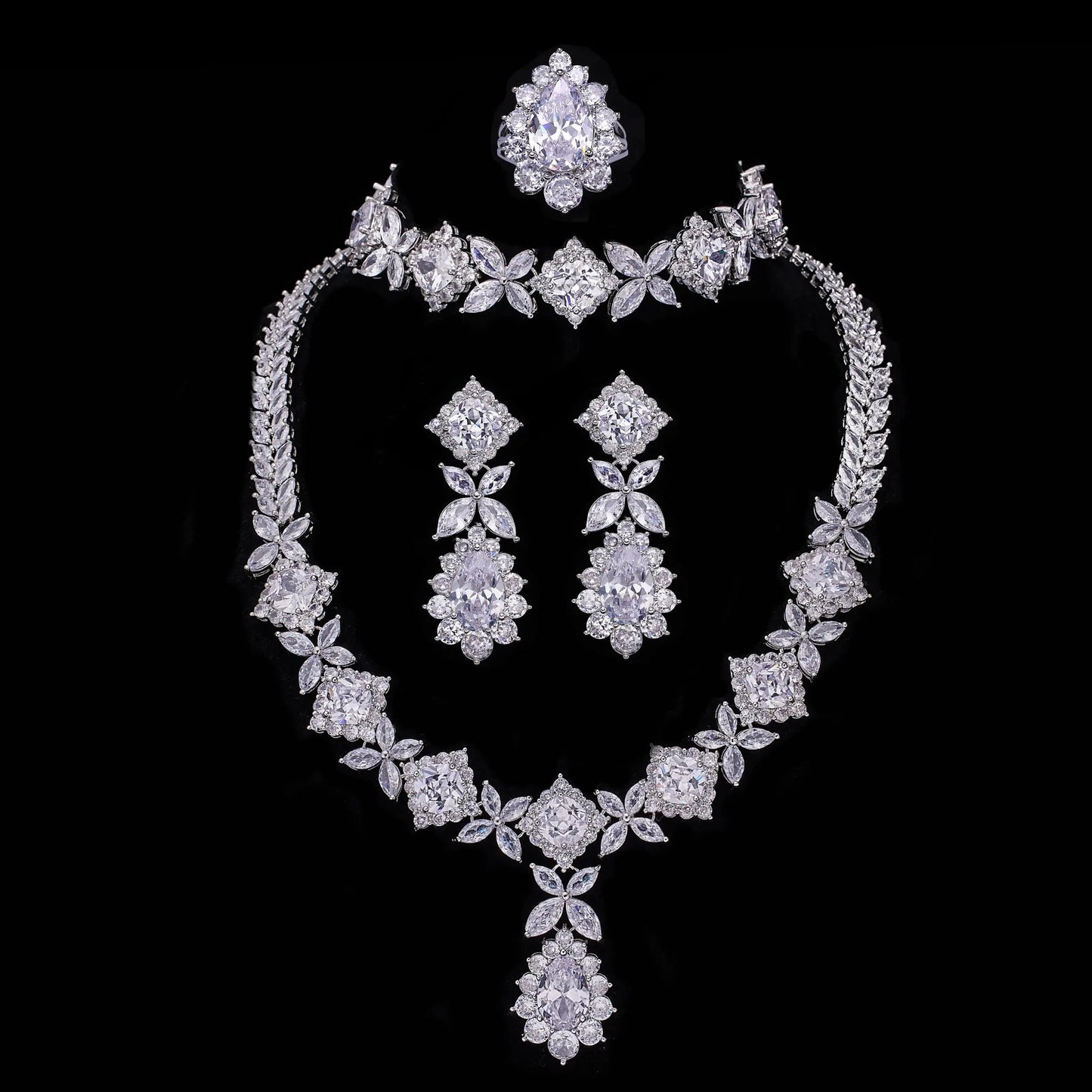 4-piece cubic zirconia bridal jewelry set, crystal wedding jewelry set Natalia Home Fashion Natalia Home Fashion