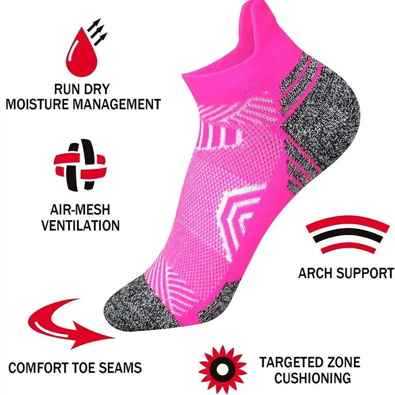 5 Pairs Performance Athletic Ankle Socks for Women Ankle Support Low Cut Soft Tab Marathon Running Compression Socks Natalia Home Fashion Natalia Home Fashion