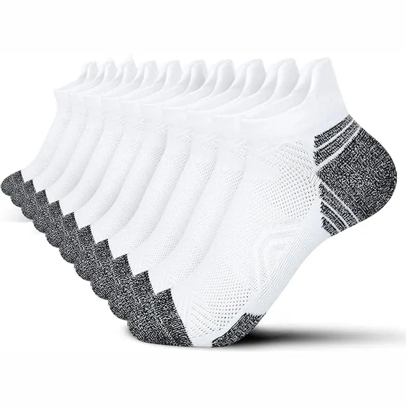 5 Pairs Performance Athletic Ankle Socks for Women Ankle Support Low Cut Soft Tab Marathon Running Compression Socks Natalia Home Fashion White-EU-35-44 Natalia Home Fashion