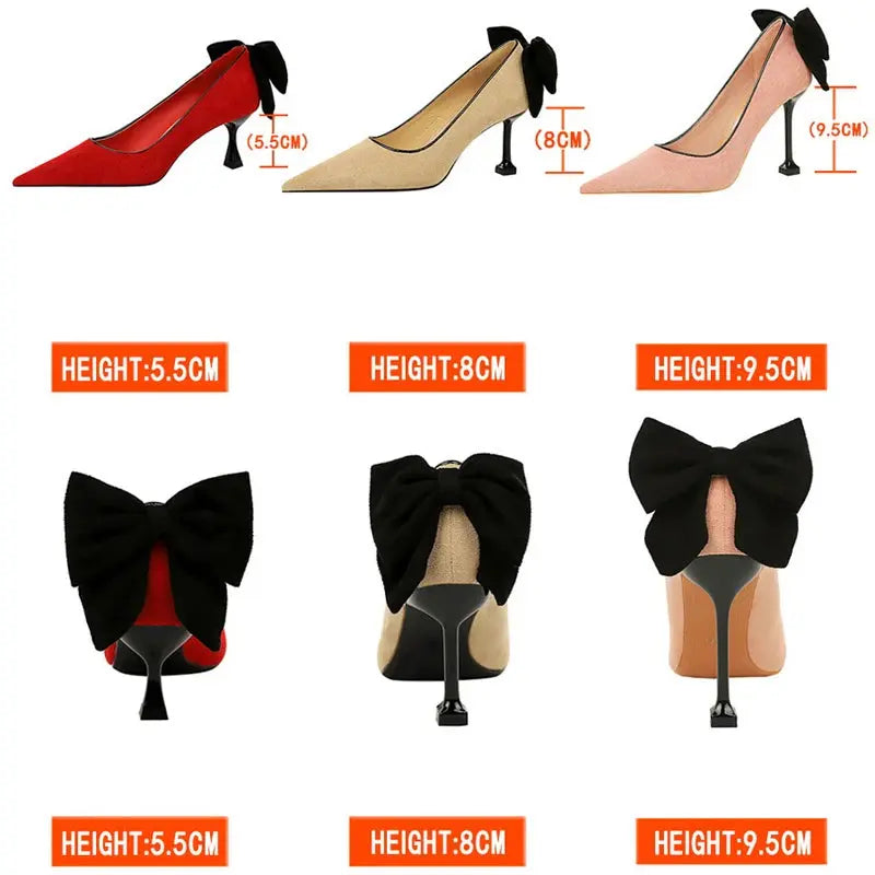 Bowknot Female Heels Suede Women Pumps New High-heels Fashion Sweet Ladies Shoes Luxury Pumps Natalia Home Fashion Natalia Home Fashion