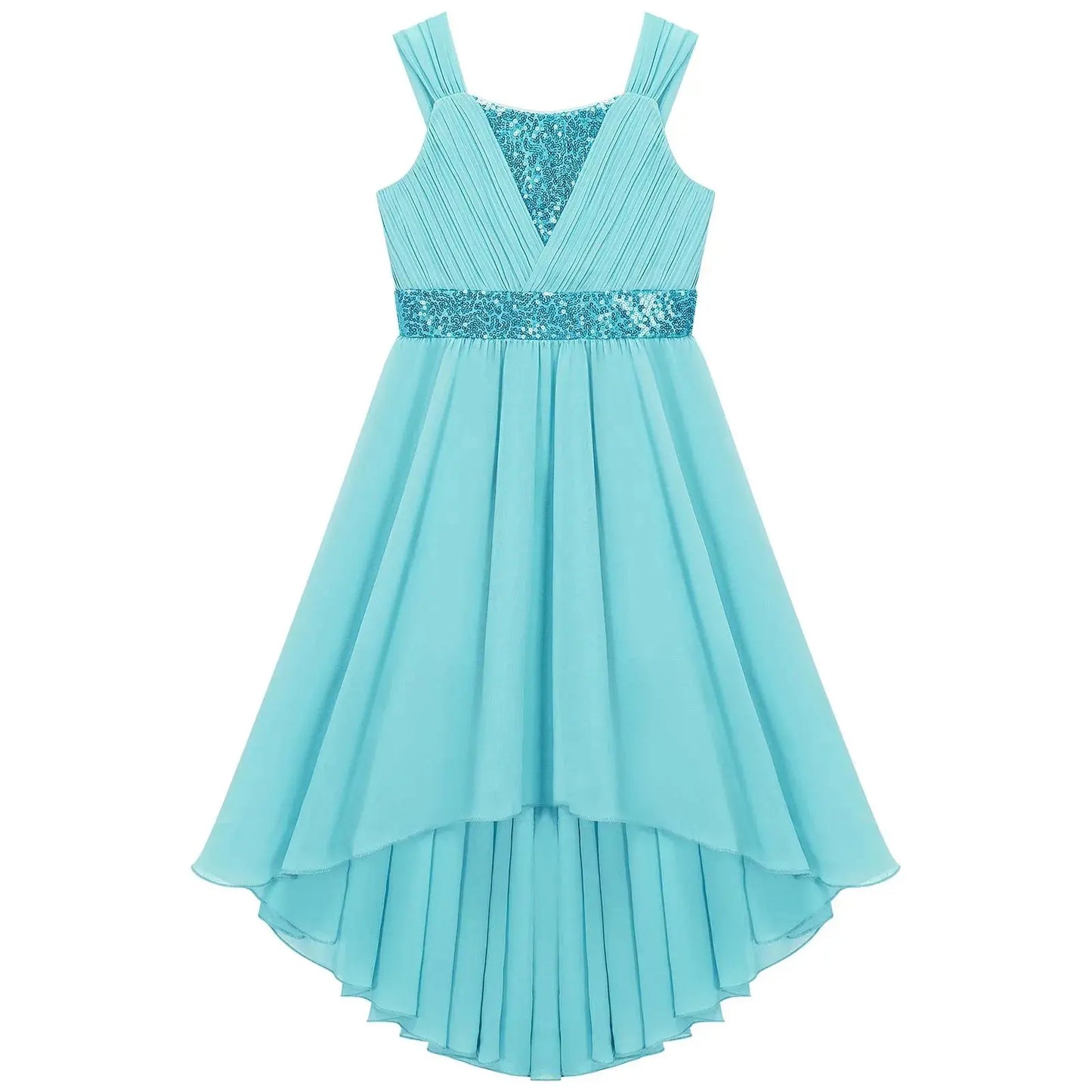 Children Flower Girls Dress Elegant Chiffon Princess Wedding Birthday Formal Party Dress Sleeveless Sequin Hi-low Maxi Gown Natalia Home Fashion Natalia Home Fashion