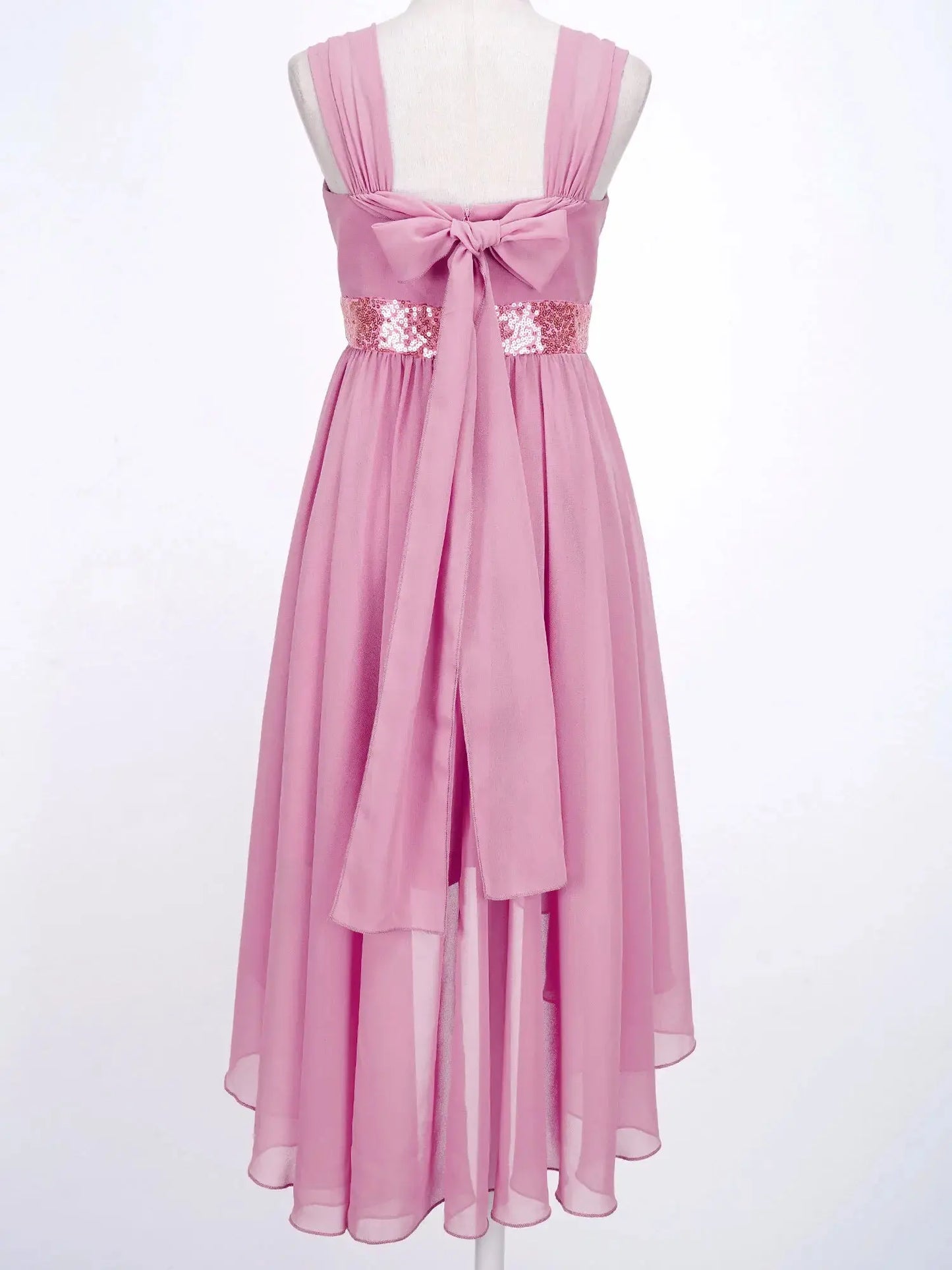 Children Flower Girls Dress Elegant Chiffon Princess Wedding Birthday Formal Party Dress Sleeveless Sequin Hi-low Maxi Gown Natalia Home Fashion Natalia Home Fashion