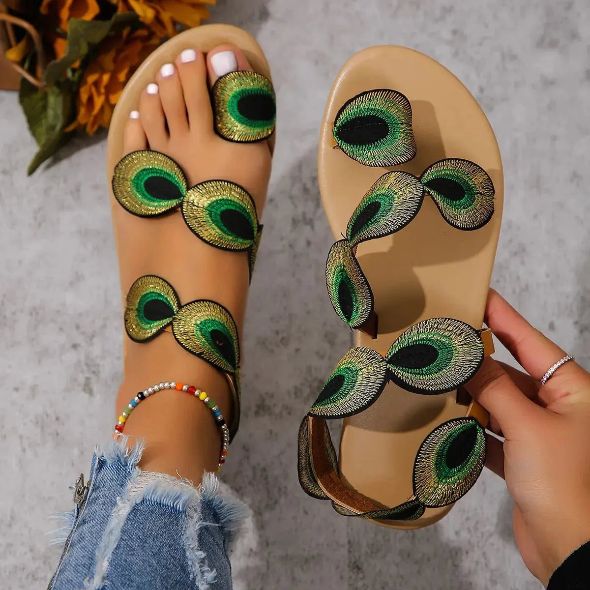 Embroidered Faux Flower Fashion Sandals Flats Every day wear Slippers Natalia Home Fashion Natalia Home Fashion