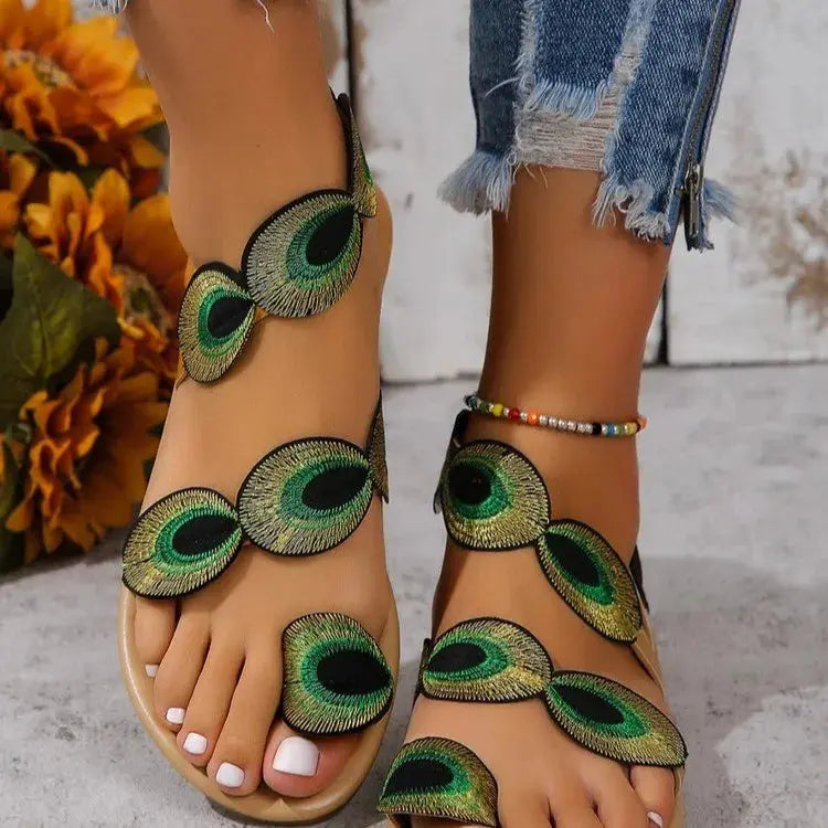 Embroidered Faux Flower Fashion Sandals Flats Every day wear Slippers Natalia Home Fashion 923-43 Natalia Home Fashion