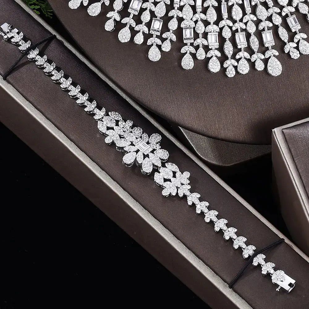 Fashion 4 Piece Bridal Zirconia Jewelry Set for Women's Party, Crystal Wedding Jewelry Set Natalia Home Fashion Natalia Home Fashion