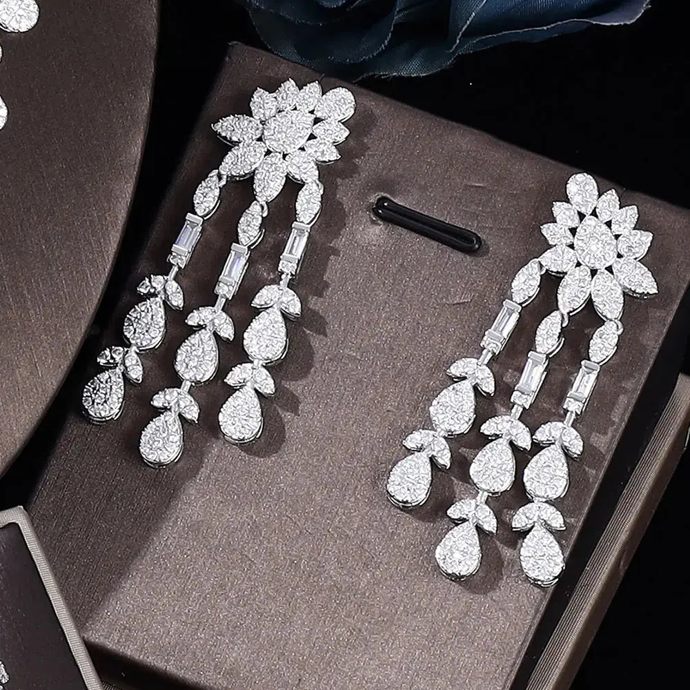 Fashion 4 Piece Bridal Zirconia Jewelry Set for Women's Party, Crystal Wedding Jewelry Set Natalia Home Fashion Natalia Home Fashion