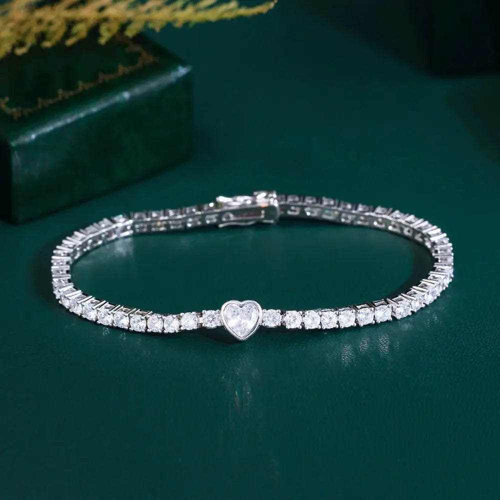 Fashion Heart Cubic Zirconia Stone Bracelet for Women Bridal Wedding Engagement Party Jewelry Natalia Home Fashion Natalia Home Fashion