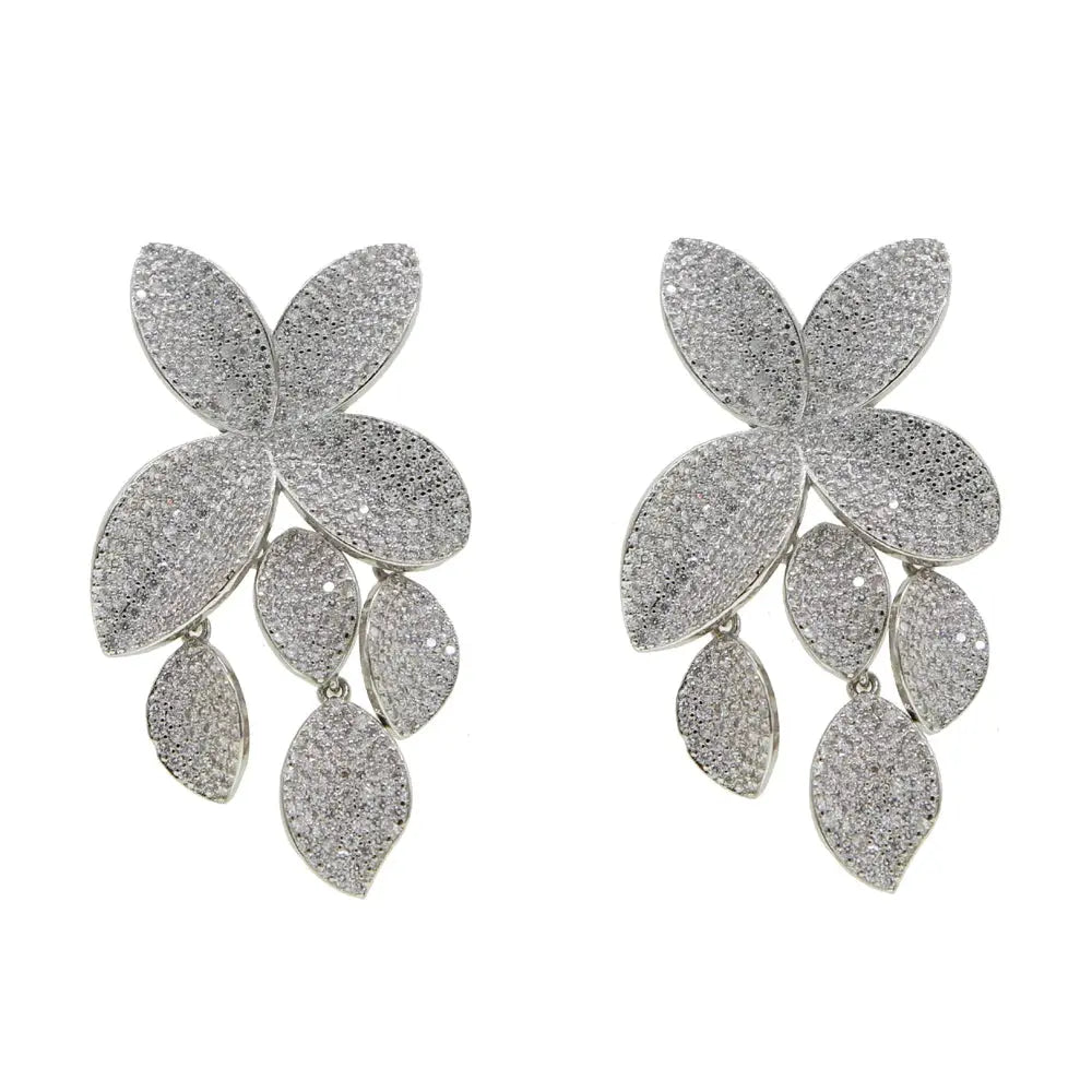 Fashion Luxury Iced Out Bling Sparking Cz Big Flower Leaf Dangle Earrings For Women High Quality Wedding Jewelry Natalia Home Fashion Natalia Home Fashion