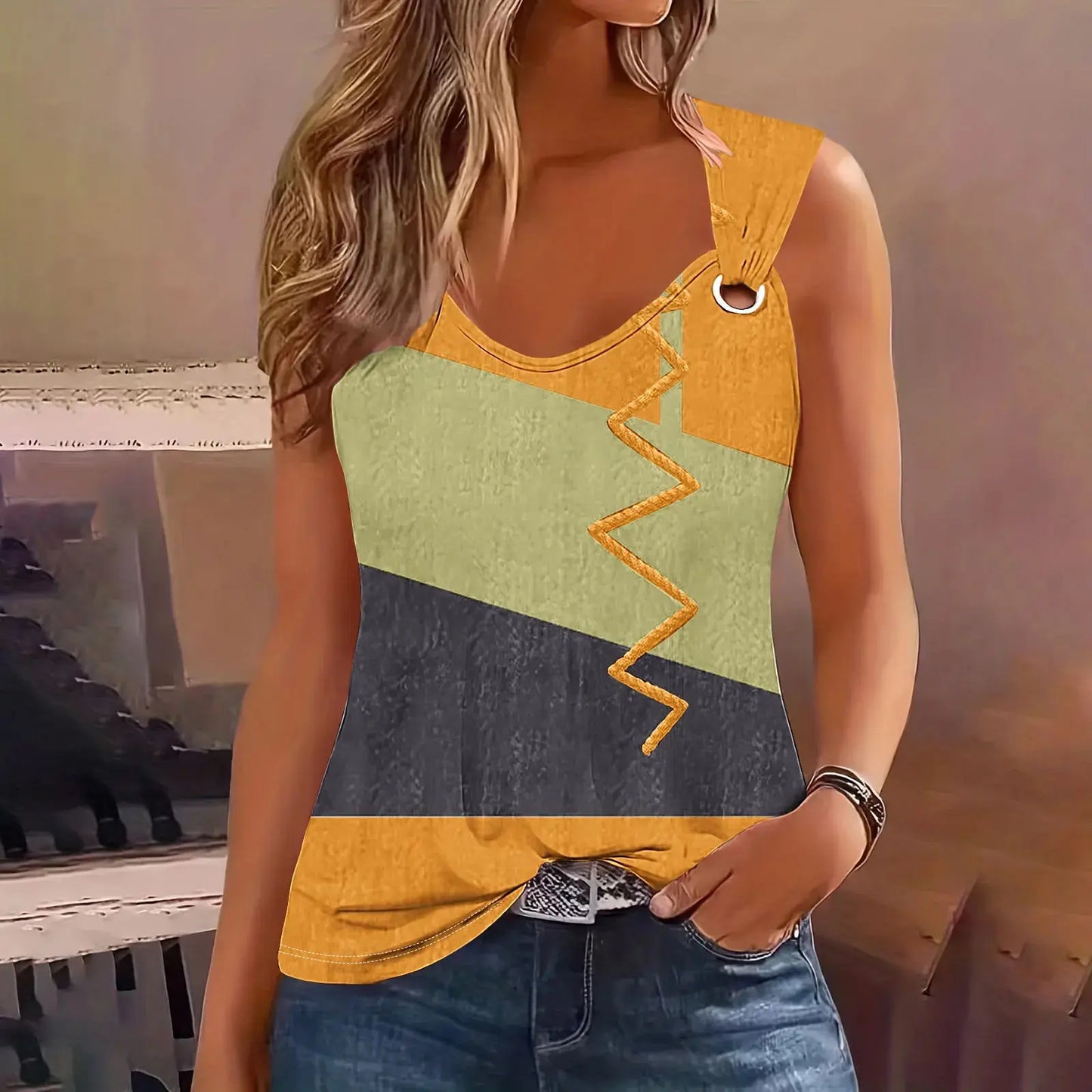 Fashion Stripe Print T Shirt For Women Tank Top Femme Summer Sleeveless T-shirt Casual T shirt Women Tops Natalia Home Fashion Natalia Home Fashion