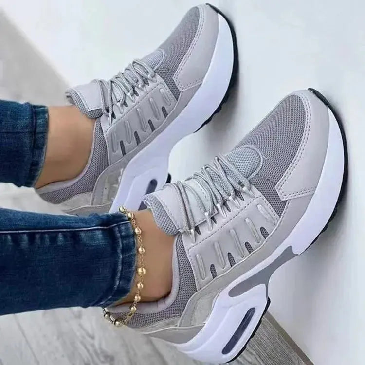 Fashion Woman Vulcanize Platform Casual Sneakers Women Flats Mesh Breathable Running Walking Shoes Chunky Sports Shoe Natalia Home Fashion GRAY-43 Natalia Home Fashion