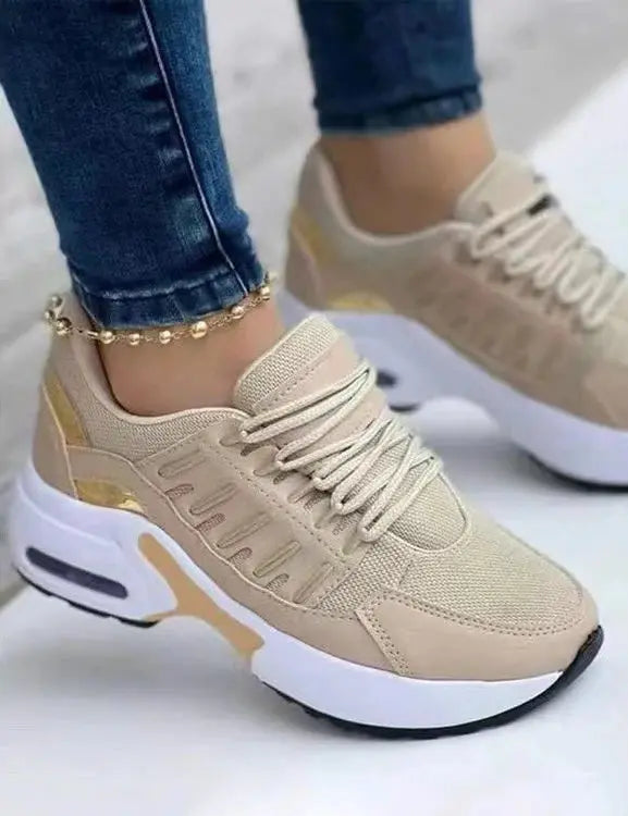Fashion Woman Vulcanize Platform Casual Sneakers Women Flats Mesh Breathable Running Walking Shoes Chunky Sports Shoe Natalia Home Fashion Khaki-43 Natalia Home Fashion