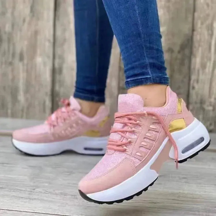 Fashion Woman Vulcanize Platform Casual Sneakers Women Flats Mesh Breathable Running Walking Shoes Chunky Sports Shoe Natalia Home Fashion Pink-43 Natalia Home Fashion