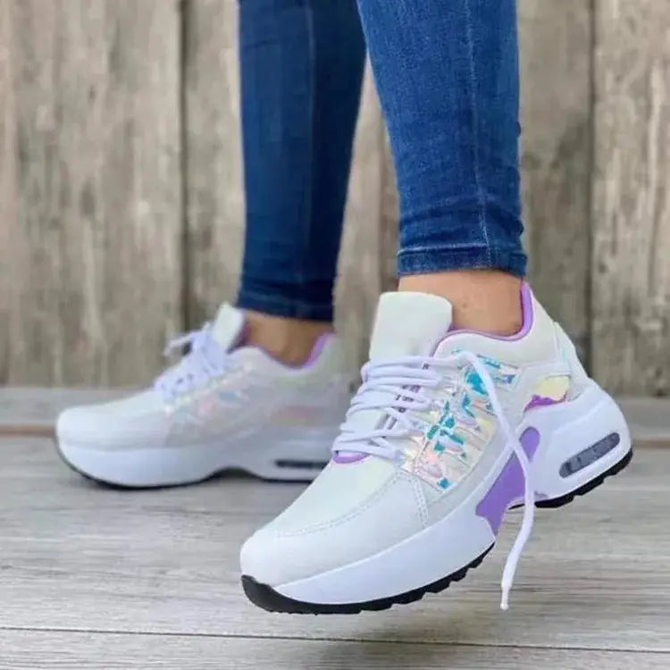 Fashion Woman Vulcanize Platform Casual Sneakers Women Flats Mesh Breathable Running Walking Shoes Chunky Sports Shoe Natalia Home Fashion PURPLE-43 Natalia Home Fashion