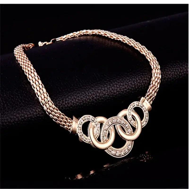 Fashion five-ring suit necklace earrings bracelet ring four-piece set retro bride photo gift Natalia Home Fashion Natalia Home Fashion