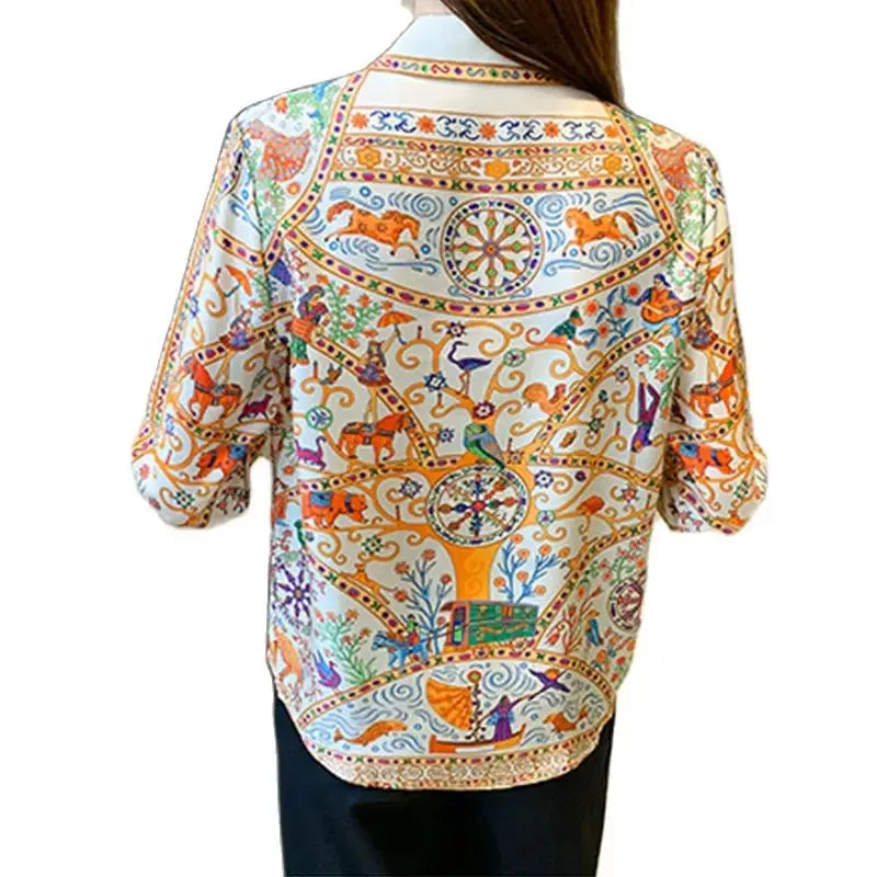 Fashion flower print ladies shirts Women's Blouses Spring Autumn Long Sleeve Shirts Tops Natalia Home Fashion Natalia Home Fashion