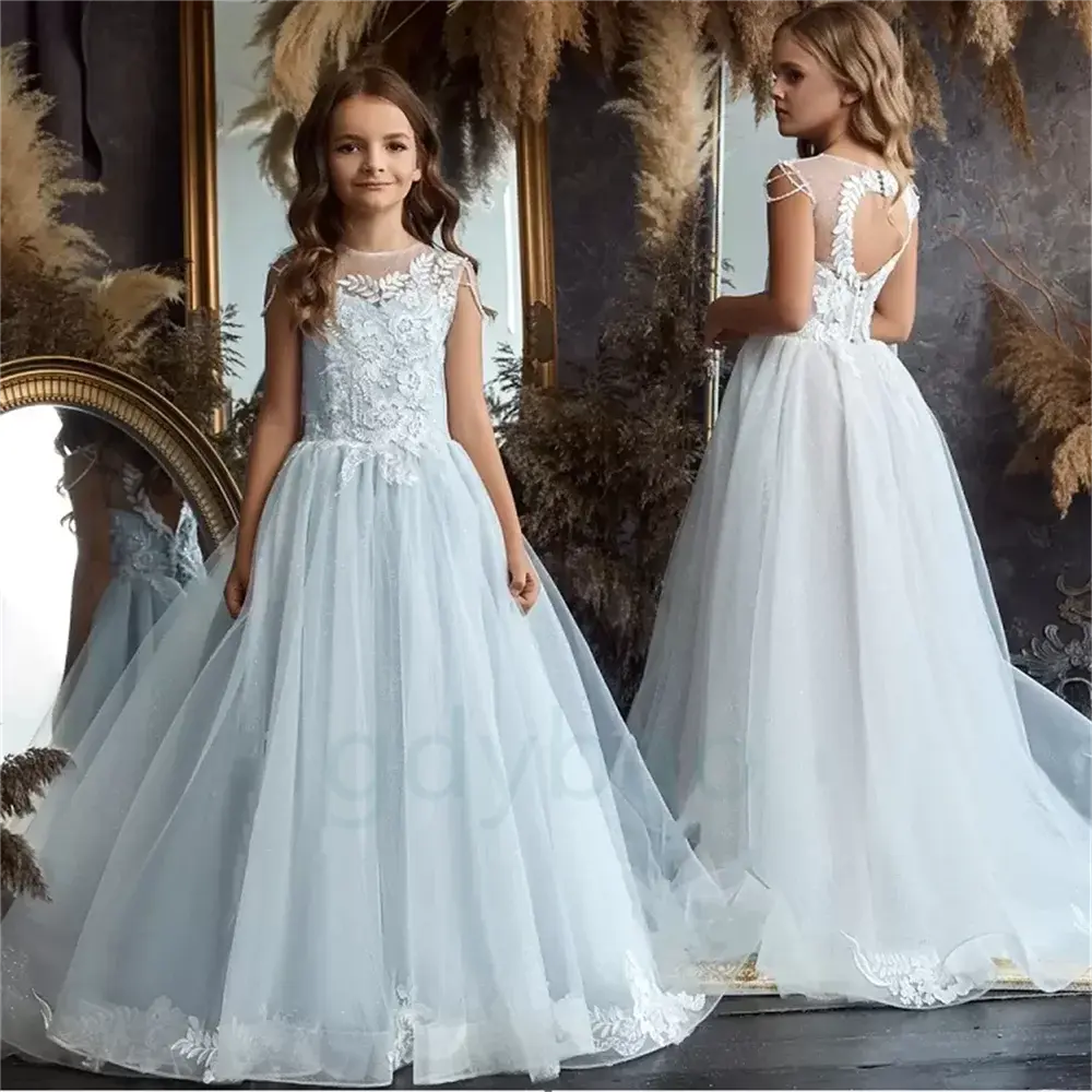 Flower Girl Dress White Fluffy Wedding Party Dress Girl Eucharist Attended Princess Lace Evening Dresses Natalia Home Fashion Dress WHITE-Child-14 Natalia Home Fashion