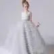 Flower Girl Dresses Gray Tulle Appliques Tiered Long Skirt Sleeveless For Wedding Birthday Party Banquet Princess Gowns Natalia Home Fashion  Natalia Home Fashion
