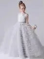 Flower Girl Dresses Gray Tulle Appliques Tiered Long Skirt Sleeveless For Wedding Birthday Party Banquet Princess Gowns Natalia Home Fashion  Natalia Home Fashion