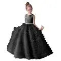 Flower Girl Dresses Gray Tulle Appliques Tiered Long Skirt Sleeveless For Wedding Birthday Party Banquet Princess Gowns Natalia Home Fashion  Natalia Home Fashion