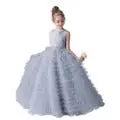 Flower Girl Dresses Gray Tulle Appliques Tiered Long Skirt Sleeveless For Wedding Birthday Party Banquet Princess Gowns Natalia Home Fashion  Natalia Home Fashion