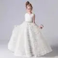 Flower Girl Dresses Gray Tulle Appliques Tiered Long Skirt Sleeveless For Wedding Birthday Party Banquet Princess Gowns Natalia Home Fashion  Natalia Home Fashion