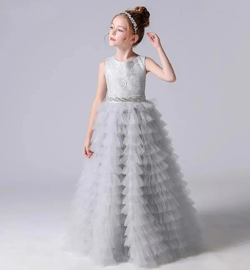 Flower Girl Dresses Tulle Appliques Tiered Long Skirt Sleeveless For Wedding Birthday Party Banquet Princess Gowns Natalia Home Fashion Natalia Home Fashion