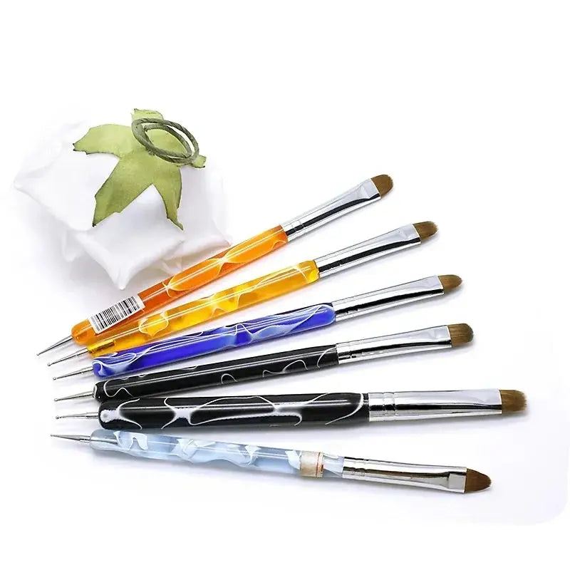 French Nail Art Brush Dual End Nail Art Dotting Pen Acrylic Drawing Rhinestone UV Gel Painting Manicure Tool Natalia Home Fashion Natalia Home Fashion