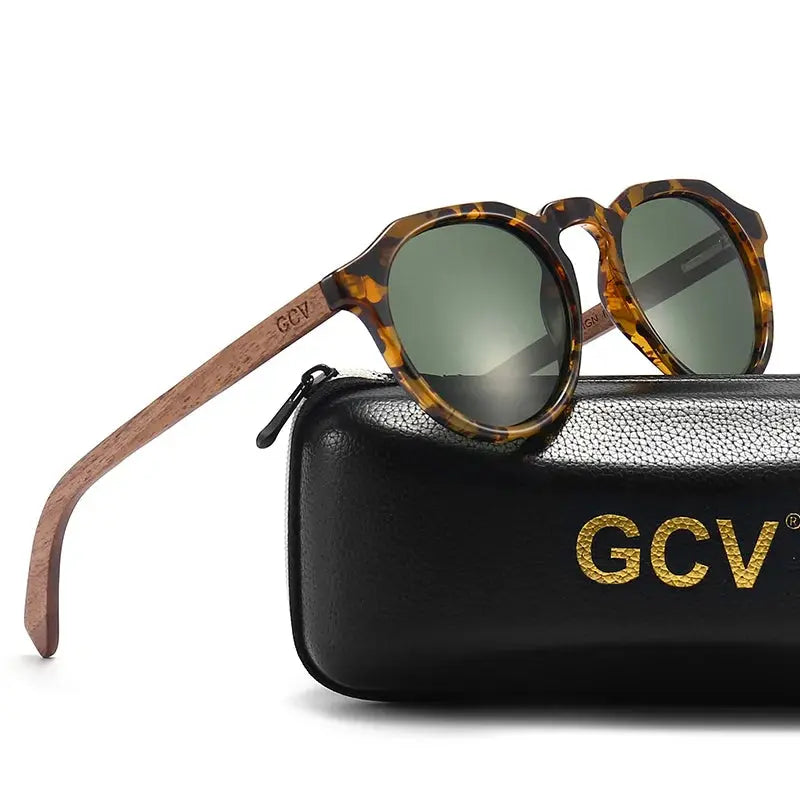 GCV Brand Advanced Walnut Wood Hawksbill Leopard Grain Frames Ultralight Sunglasses Men Women Female Polarized Delicate Fashion Natalia Home Fashion Natalia Home Fashion