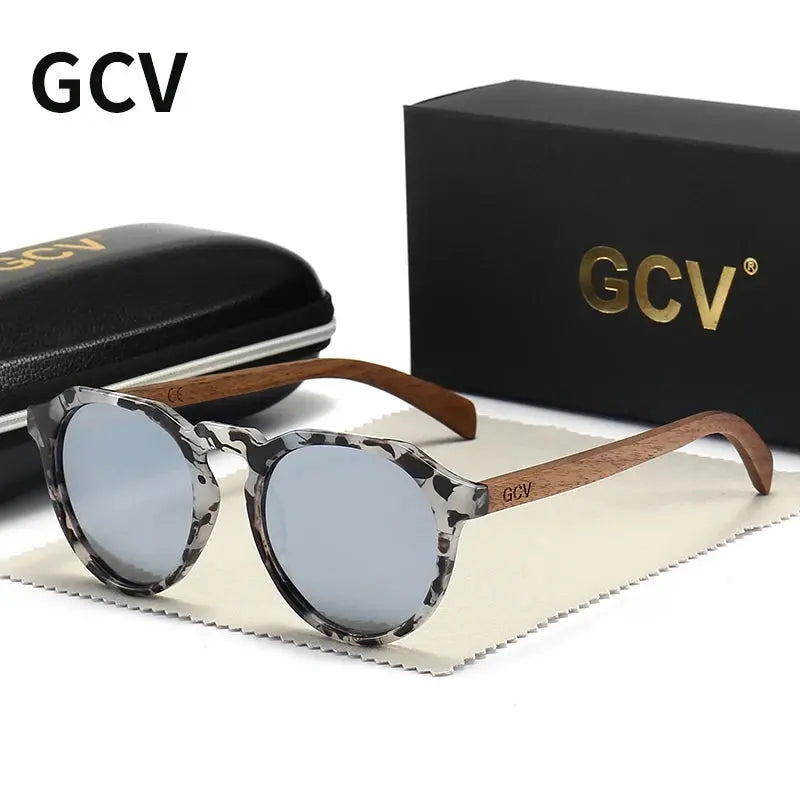 GCV Brand Advanced Walnut Wood Hawksbill Leopard Grain Frames Ultralight Sunglasses Men Women Female Polarized Delicate Fashion Natalia Home Fashion Polarized-HAWKSBILL-Sliver-CHINA Natalia Home Fashion