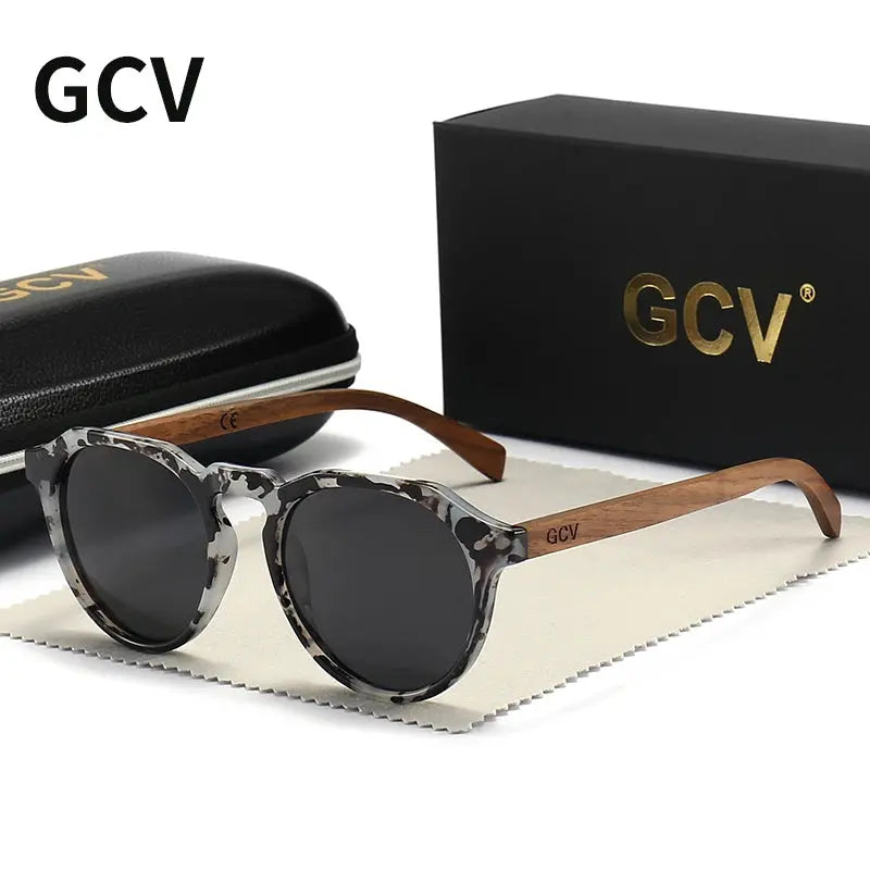 GCV Brand Advanced Walnut Wood Hawksbill Leopard Grain Frames Ultralight Sunglasses Men Women Female Polarized Delicate Fashion Natalia Home Fashion Polarized-HAWKSBILL-Black-CHINA Natalia Home Fashion