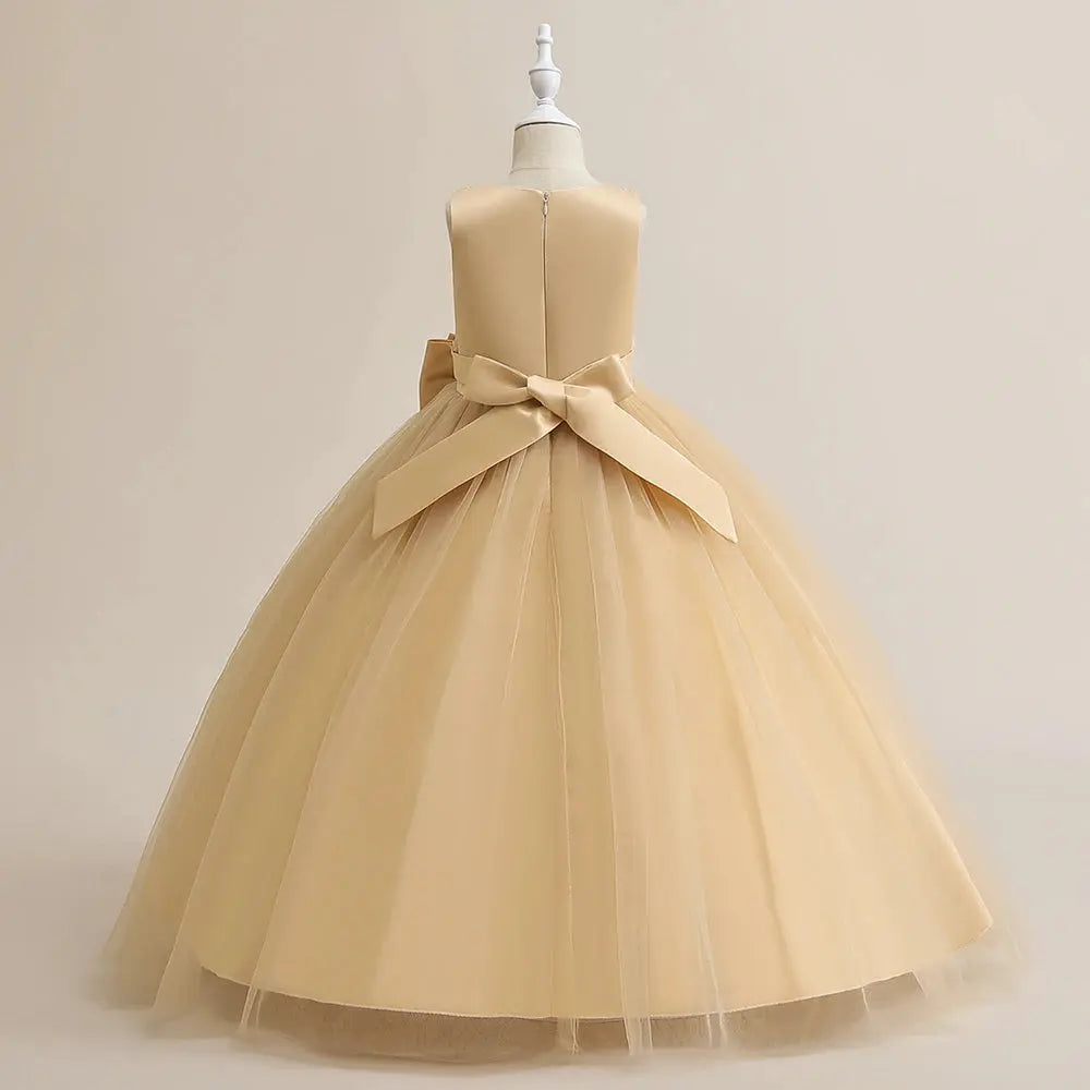 Girl Party Dress Bridesmaid Princess Flower For Wedding Elegant Kids Bow Long Gown Children Formal Gala Clothes Natalia Home Fashion Natalia Home Fashion