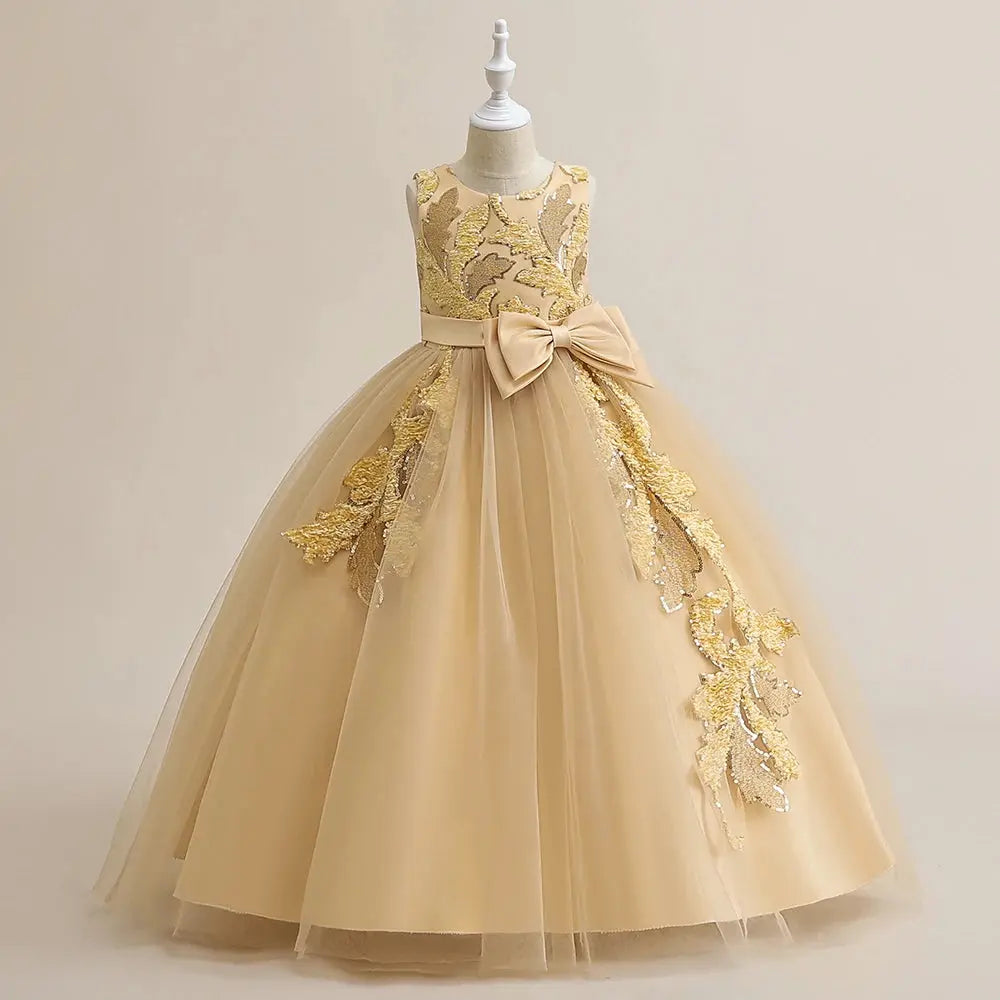 Girl Party Dress Bridesmaid Princess Flower For Wedding Elegant Kids Bow Long Gown Children Formal Gala Clothes Natalia Home Fashion Natalia Home Fashion