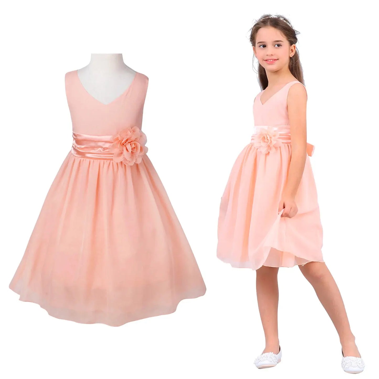 Girls Bridesmaid Dresses Teenage Birthday Party Tutu Sleeveless Dress Elegant Flower Princess Ball Gown for Kids Graduation Prom Natalia Home Fashion Natalia Home Fashion