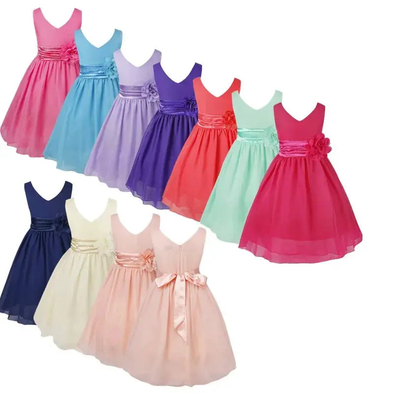 Girls Bridesmaid Dresses Teenage Birthday Party Tutu Sleeveless Dress Elegant Flower Princess Ball Gown for Kids Graduation Prom Natalia Home Fashion Natalia Home Fashion