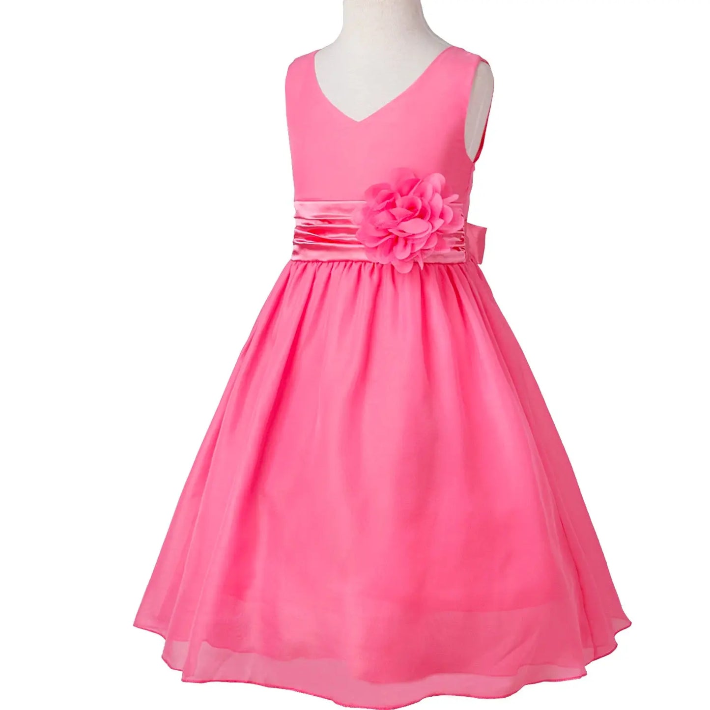 Girls Bridesmaid Dresses Teenage Birthday Party Tutu Sleeveless Dress Elegant Flower Princess Ball Gown for Kids Graduation Prom Natalia Home Fashion Hot-Pink-14 Natalia Home Fashion