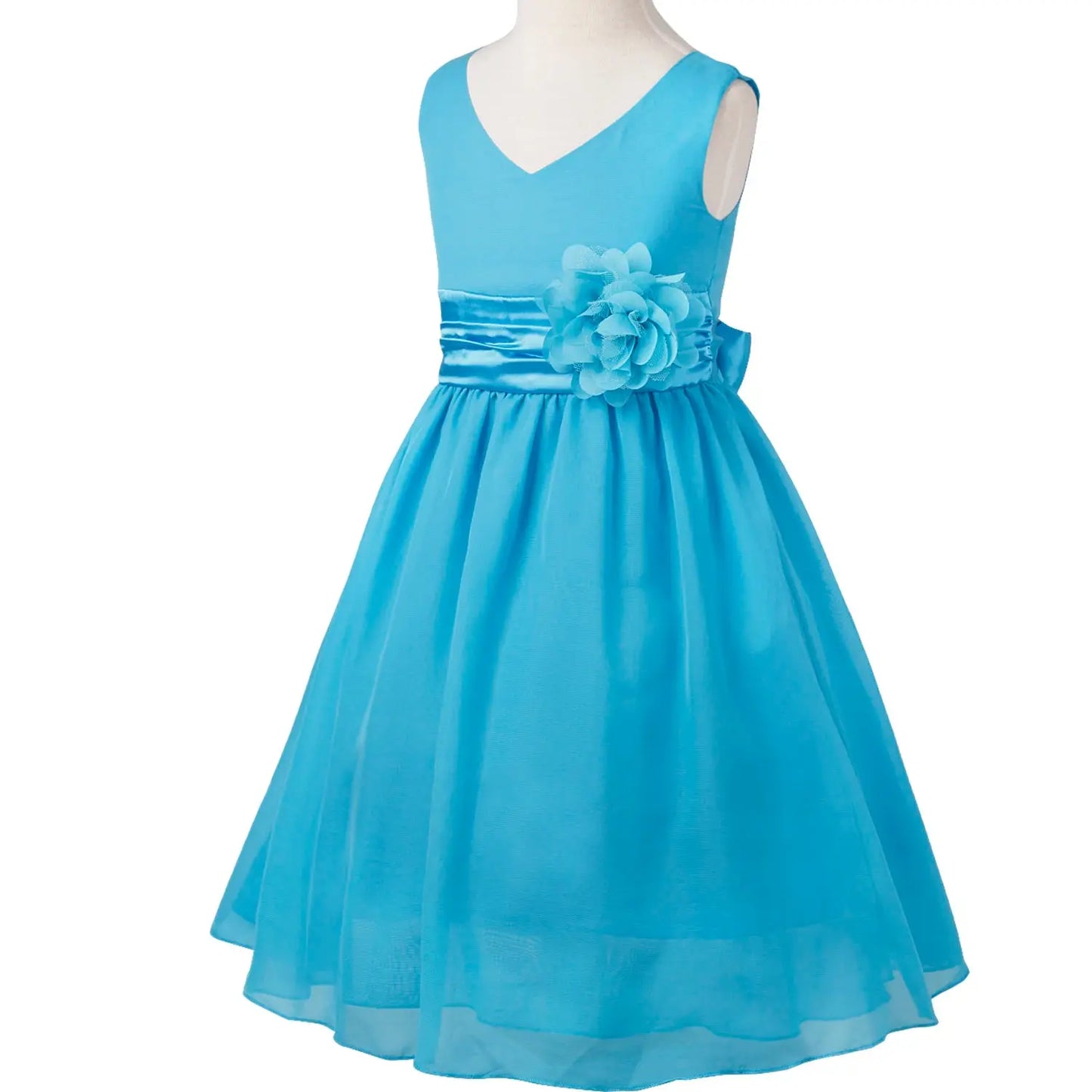 Girls Bridesmaid Dresses Teenage Birthday Party Tutu Sleeveless Dress Elegant Flower Princess Ball Gown for Kids Graduation Prom Natalia Home Fashion Blue-14 Natalia Home Fashion