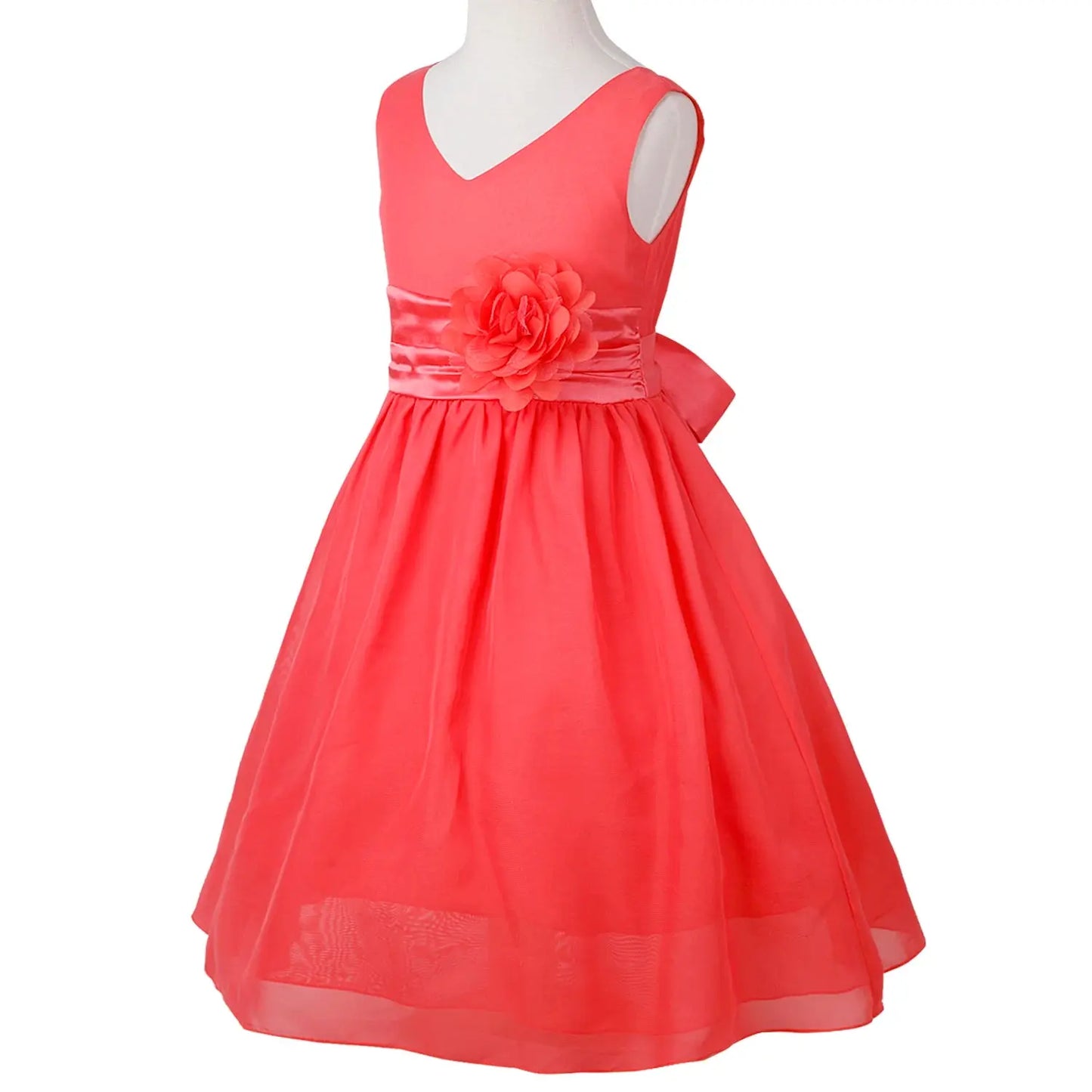Girls Bridesmaid Dresses Teenage Birthday Party Tutu Sleeveless Dress Elegant Flower Princess Ball Gown for Kids Graduation Prom Natalia Home Fashion Watermelon-14 Natalia Home Fashion