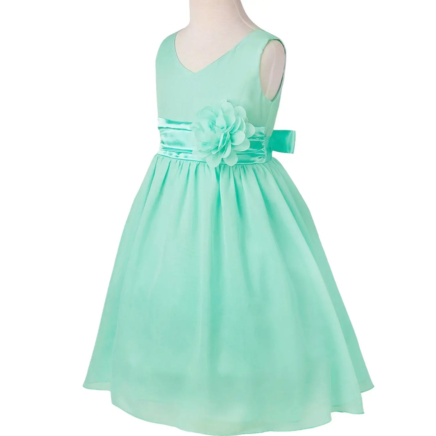 Girls Bridesmaid Dresses Teenage Birthday Party Tutu Sleeveless Dress Elegant Flower Princess Ball Gown for Kids Graduation Prom Natalia Home Fashion Turquoise-14 Natalia Home Fashion