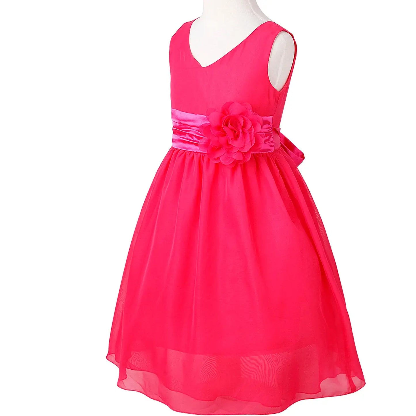 Girls Bridesmaid Dresses Teenage Birthday Party Tutu Sleeveless Dress Elegant Flower Princess Ball Gown for Kids Graduation Prom Natalia Home Fashion Rose-14 Natalia Home Fashion