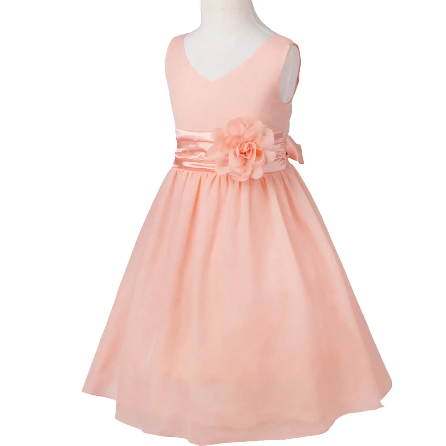 Girls Bridesmaid Dresses Teenage Birthday Party Tutu Sleeveless Dress Elegant Flower Princess Ball Gown for Kids Graduation Prom Natalia Home Fashion Coral-Pink-14 Natalia Home Fashion