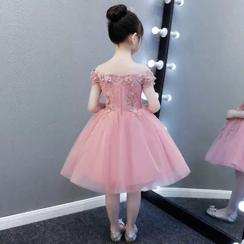 Glitz Flower Girl Dress Shoulder less Wedding Dress Appliques Party Princess Birthday Dress First Communion Gown for Girls Natalia Home Fashion Glitz Flower Girl Dress Natalia Home Fashion