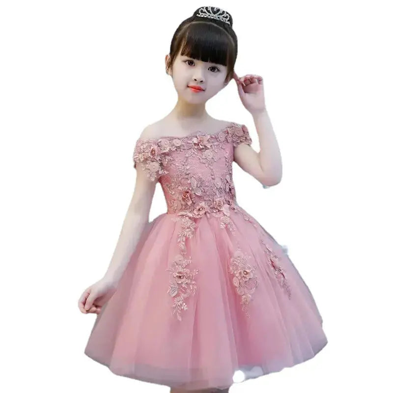 Glitz Flower Girl Dress Shoulder less Wedding Dress Appliques Party Princess Birthday Dress First Communion Gown for Girls Natalia Home Fashion Glitz Flower Girl Dress Natalia Home Fashion