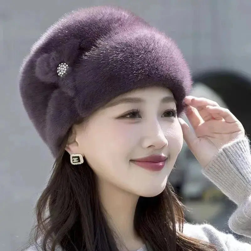 Hat Women's Winter Artificial Mink Hair Top Hat Fashion Leather Warm Hat Fur Bag Cap Natalia Home Fashion Natalia Home Fashion