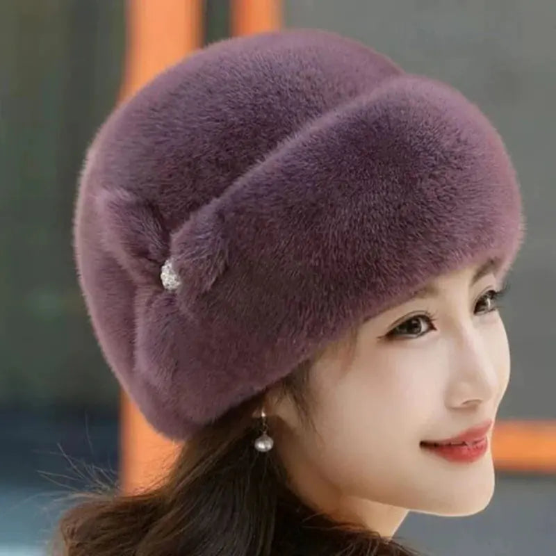 Hat Women's Winter Artificial Mink Hair Top Hat Fashion Leather Warm Hat Fur Bag Cap Natalia Home Fashion Natalia Home Fashion